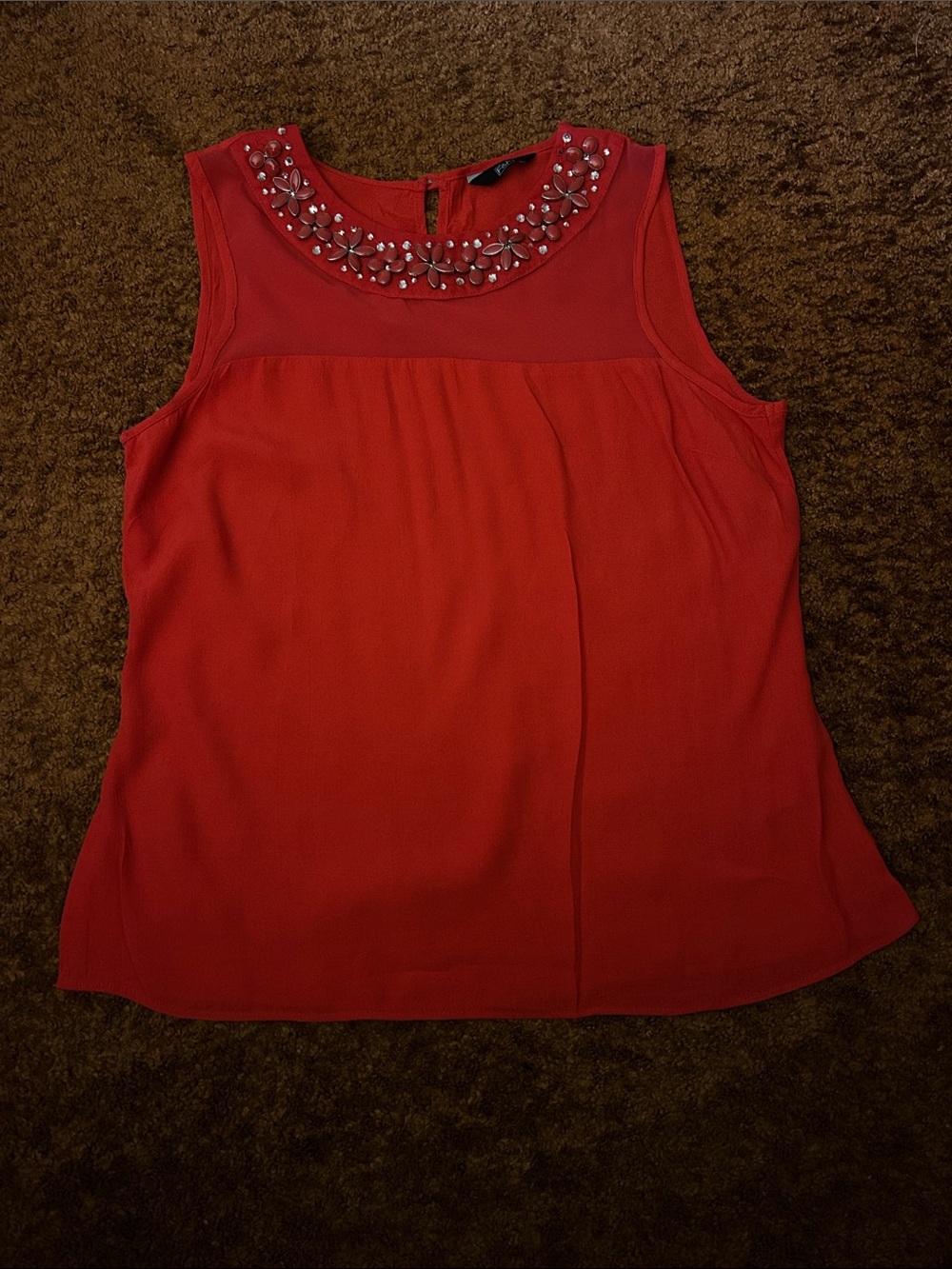 F&F Jewel-Embellished Red Sleeveless Top
